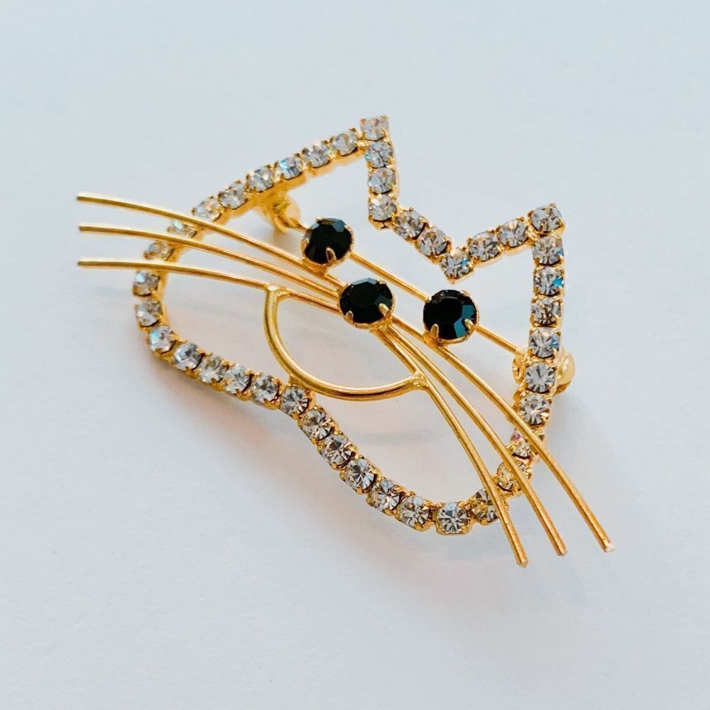 Vintage Rhinestone Cat Brooch​ - Picture 9 of 11